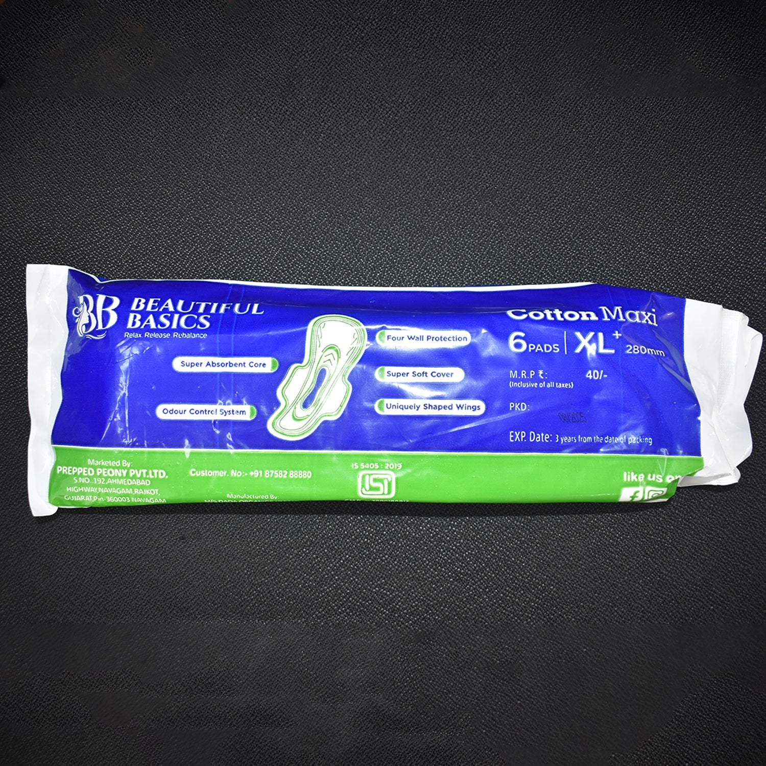 Beautiful Basics Blue Lady Sanitary Pads XL 280mm (6 Pc) Beautiful Basics Blue Lady Sanitary Pads XL 280mm (6 Pc)